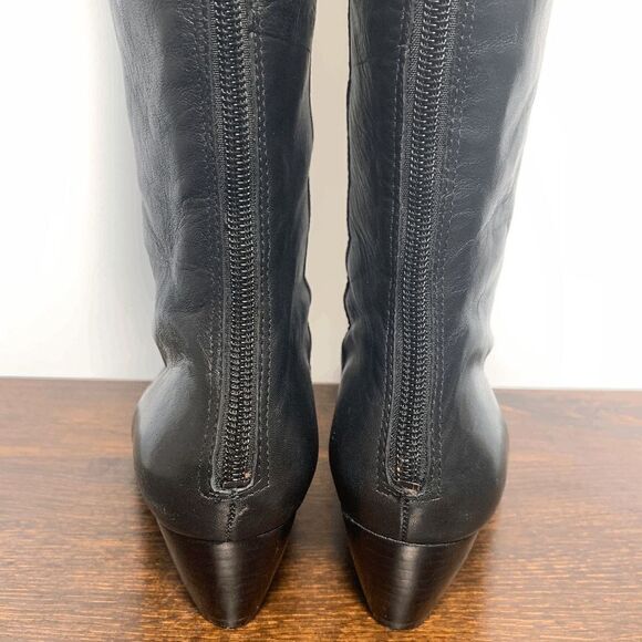 Nine West Leather Almond Toe Zipper Closure Wedge Heeled Boots Black Size 6.5 - Picture 9 of 15